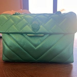 NWT Kurt Geiger Metallic Green Quilted Kensington purse